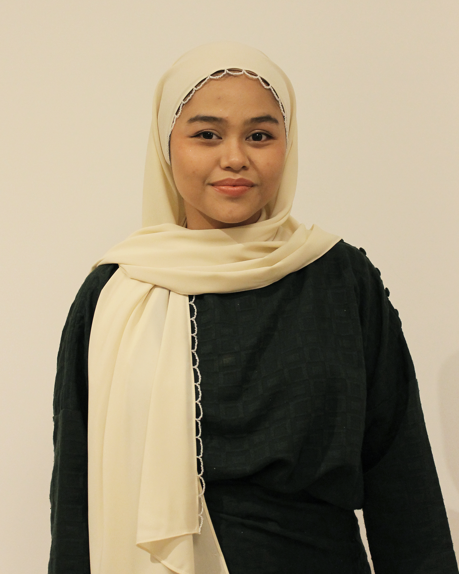 Sylvie Beads Shawl in Custard Cream