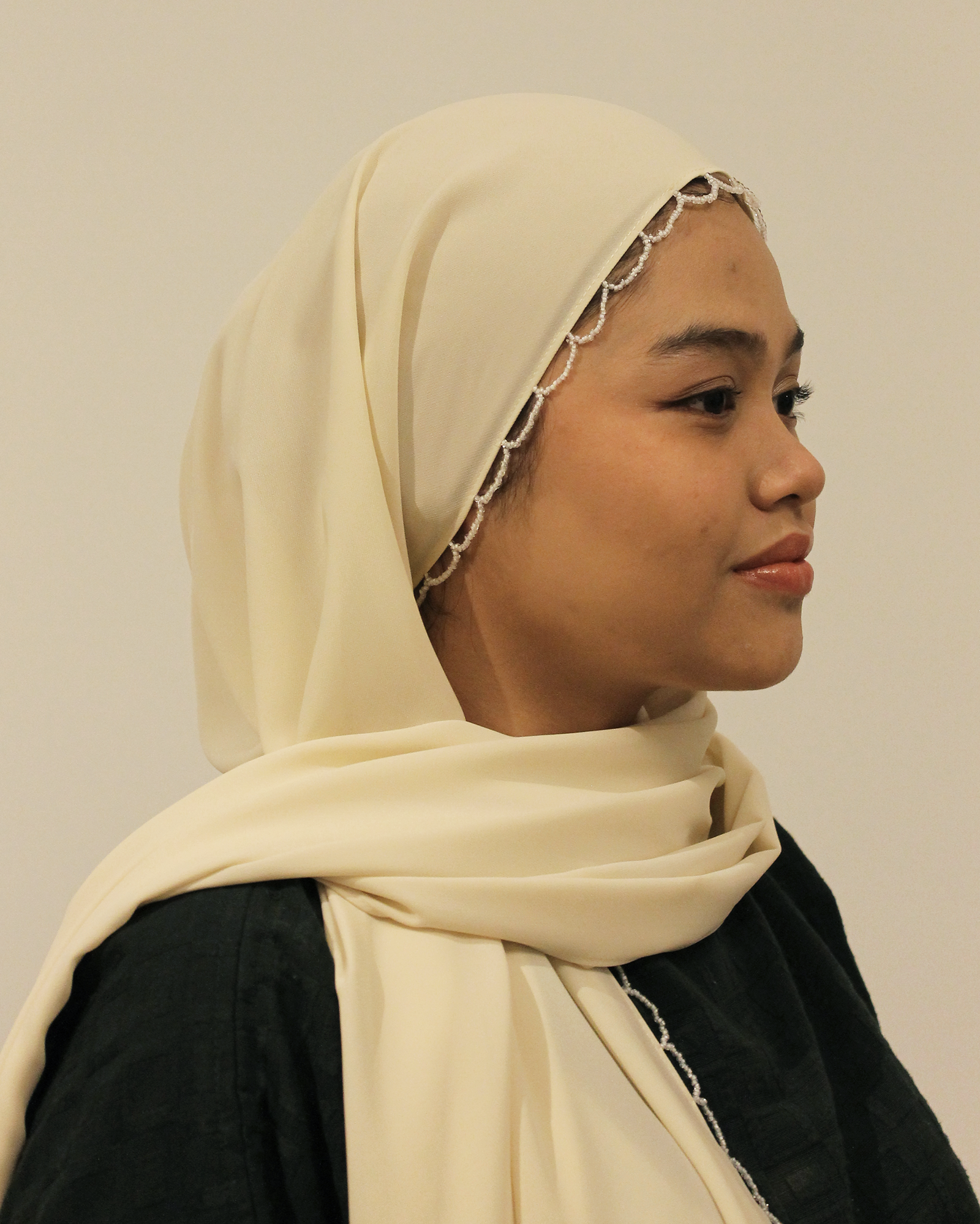 Sylvie Beads Shawl in Custard Cream - Image 3