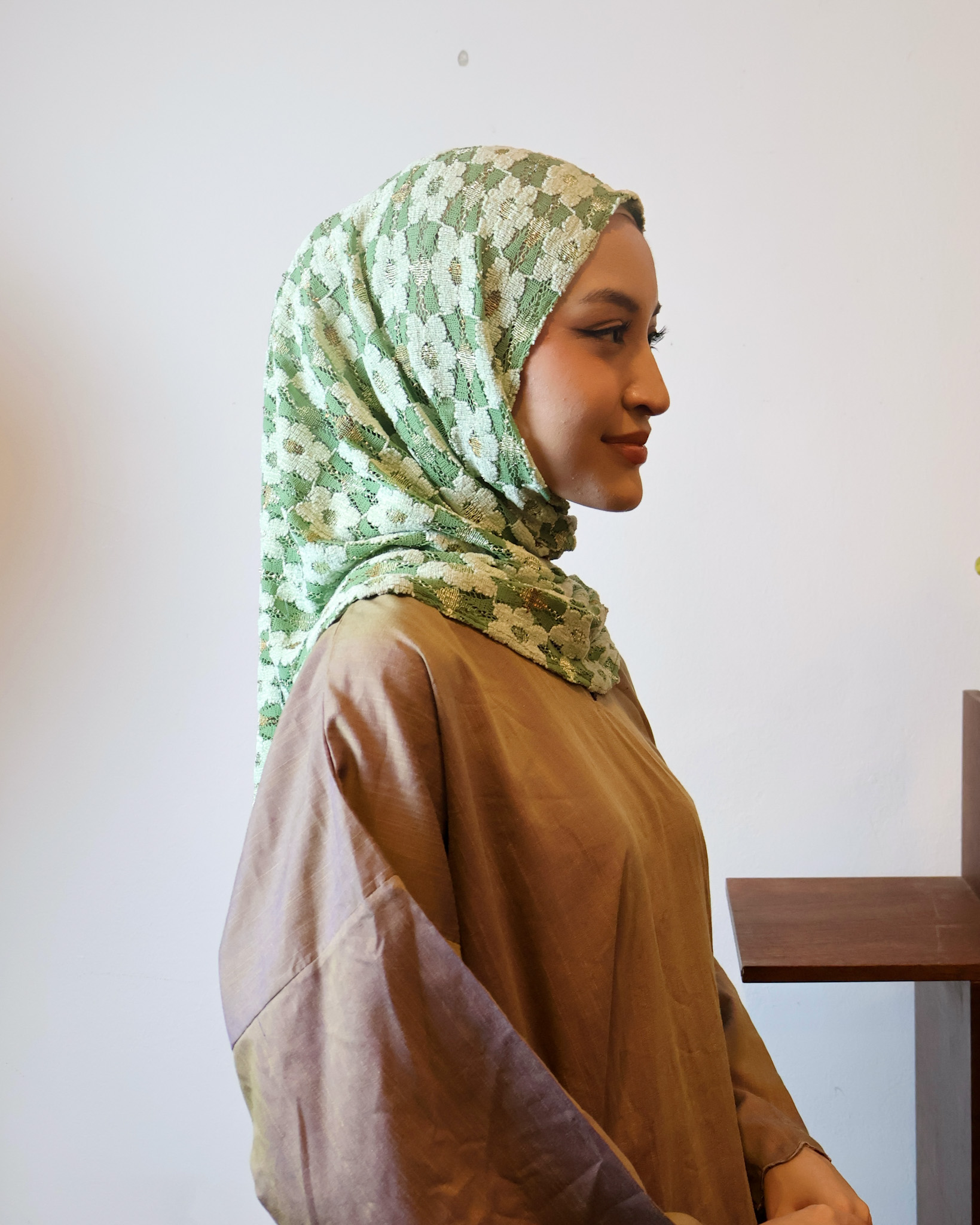Damia Lace Shawl in Matcha